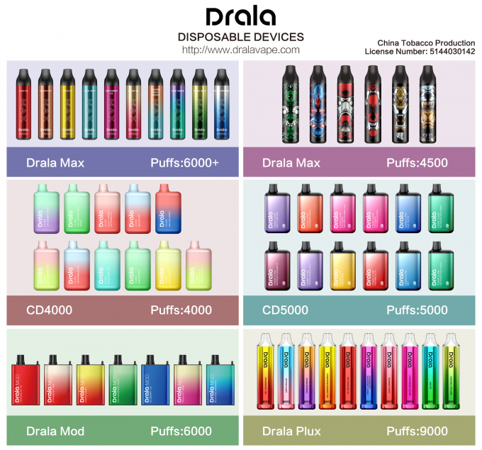 Dispositivo eliminabile del baccello di Vape dei soffi della stella 600 di Drala 6