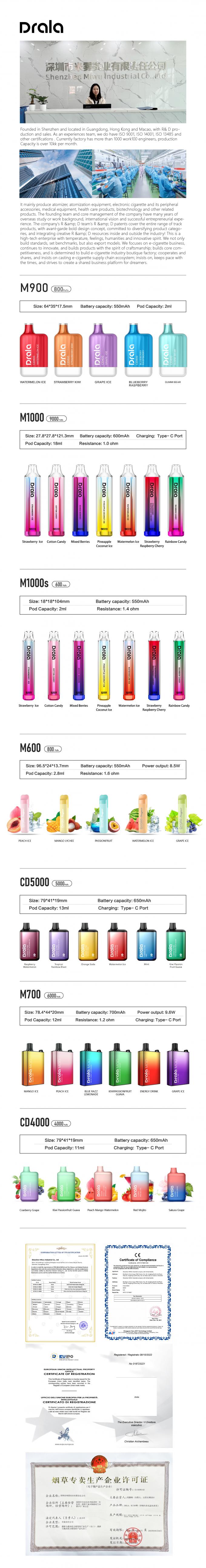 Drala Vape 5000 soffia baccello ricaricabile di Vape 4