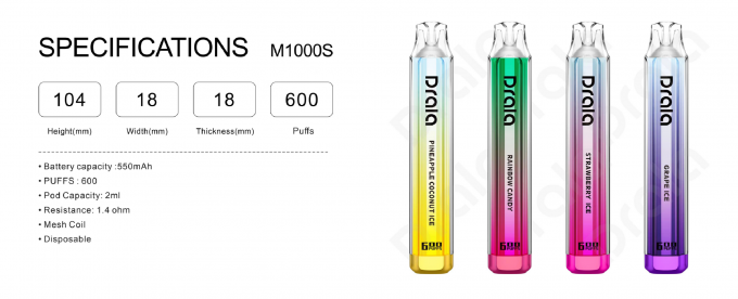 Il multi sapore 600 soffia sigarette elettroniche eliminabili del nicotina eliminabile di Vape 2ml 2% 0
